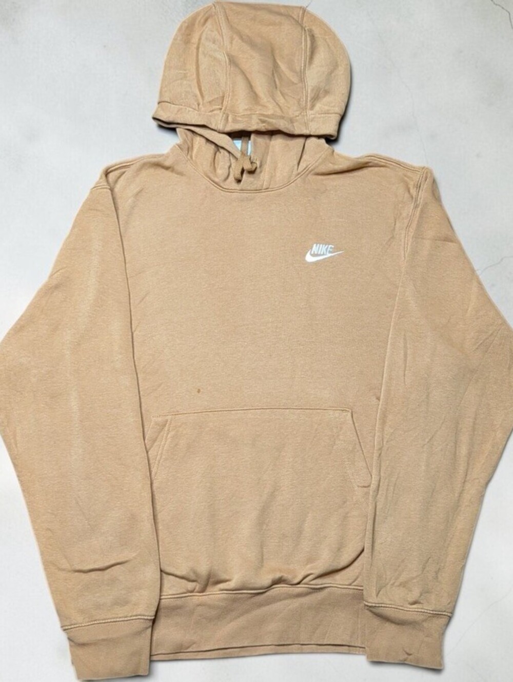 Nike Club Fleece Pullover Hoodie Size Small Tan Brown Minimalist Athleisure